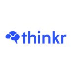light navy blue logo of "thinkr" with a brain shaped like a cloud next to it