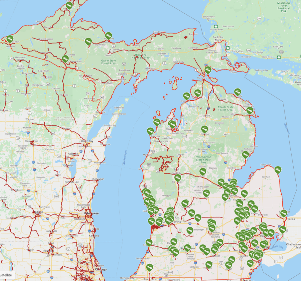 Transit map of michigan rollerskating trails and paths
